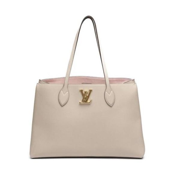 Louis Vuitton LockMe Shopping Tote Bag Greige Calf Leather - Picture 1 of 8
